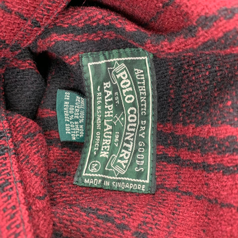 POLO by RALPH LAUREN Size M Burgundy & Black Plaid Wool / Cotton Reversible Jacket