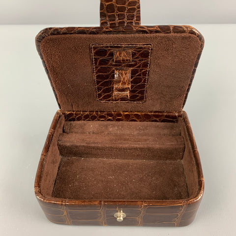 Vintage VOUGE Of Calif. Brown Alligator Leather Jewelry Case