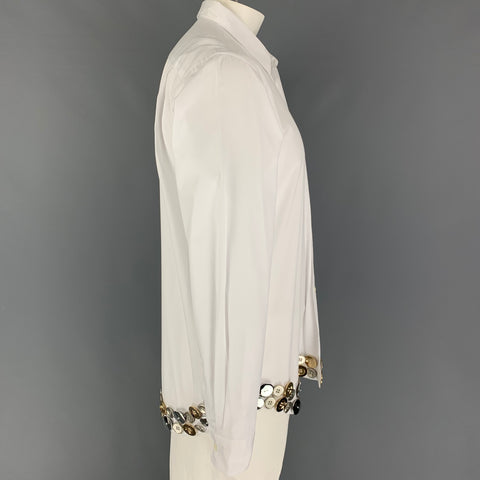 COMME des GARCONS HOMME PLUS Size L White Metal Applique Cotton Long Sleeve Shirt