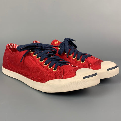 CONVERSE x Jack Purcell Size 10 Burgundy & Navy Canvas Sneakers