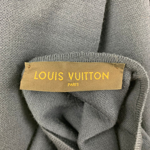 LOUIS VUITTON Spring 2017 by Kim Jones M Navy Brown Animal Print Calf Hair Cotton Collarless Pullover