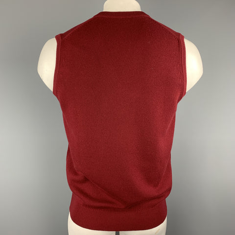 BALLANTYNE Size XL Burgundy Cashmere V-Neck Sweater Vest