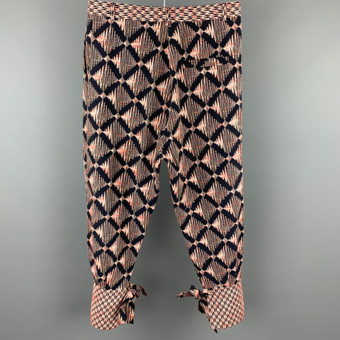 HENRIK VIBSKOV Size S Navy & Red Abstract Cotton Blend Drop-Crotch Casual Pants