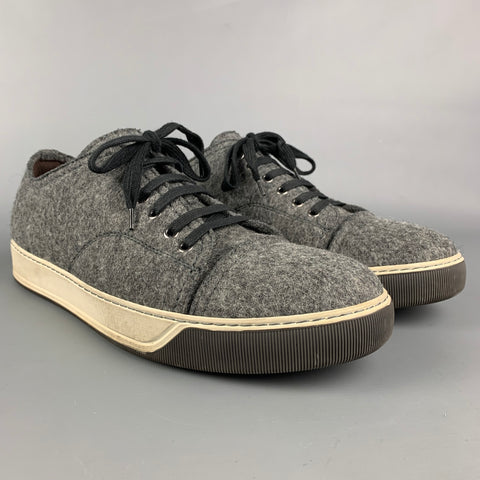 LANVIN Taille 10 Baskets à bout renforcé en tissu texturé gris foncé