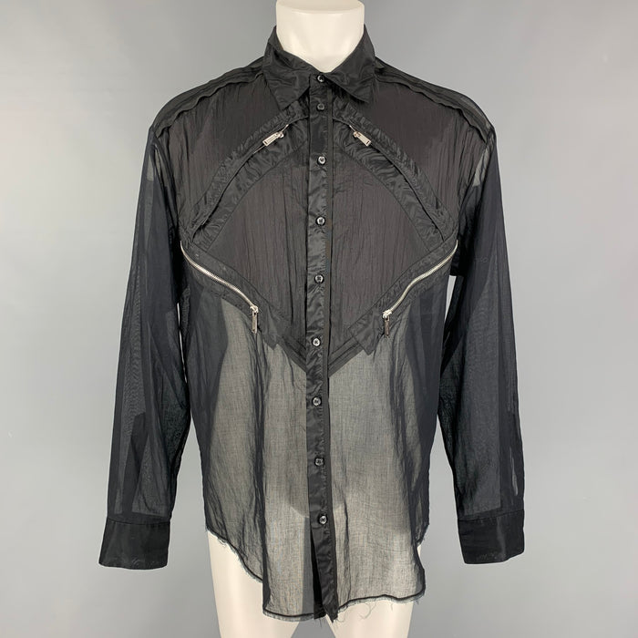DSQUARED2 Size M Black Cotton Button Up  Long Sleeve Shirt