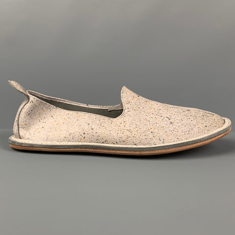 AVA RTA Size 11 Grey Print Leather Canvas Slip On Loafers