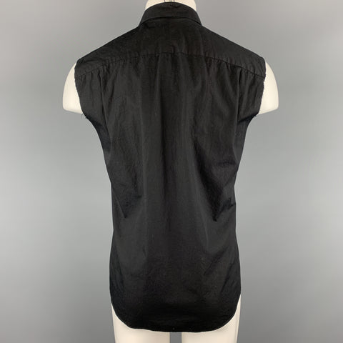 NUMBER (N)INE Size M Black Embellishment Cotton Button Up Sleeveless Shirt
