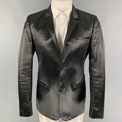 CALVIN KLEIN COLLECTION Size 36 Regular Black Textured Wool Sport Coat