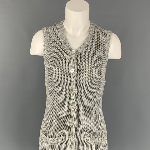 RALPH LAUREN Black Label Size S Silver Acetate Blend Knitted Vest