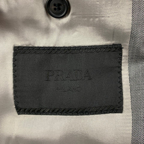 PRADA Taille 36 Costume à revers cranté en laine et soie gris clair