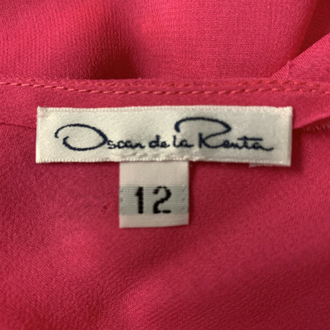 OSCAR DE LA RENTA Size 12 Pink Lace Sleeveless Blouse