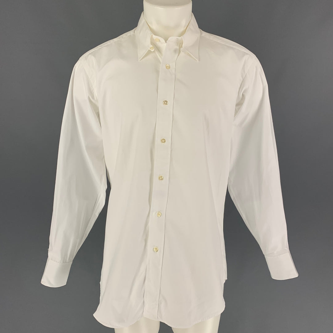 BERGDORF GOODMAN Camisa de manga larga con botones de algodón blanco talla M