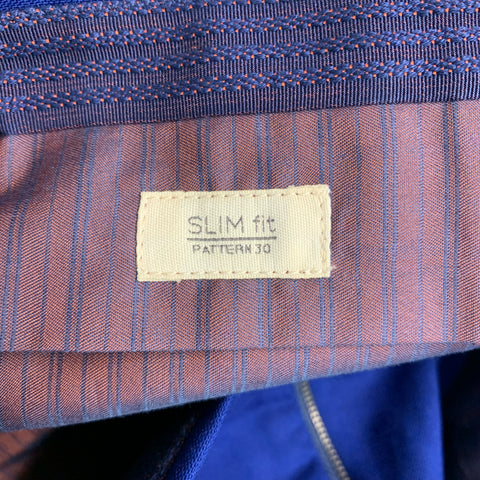 INCOTEX Size 32 Royal Blue Solid Wool Zip Fly Dress Pants