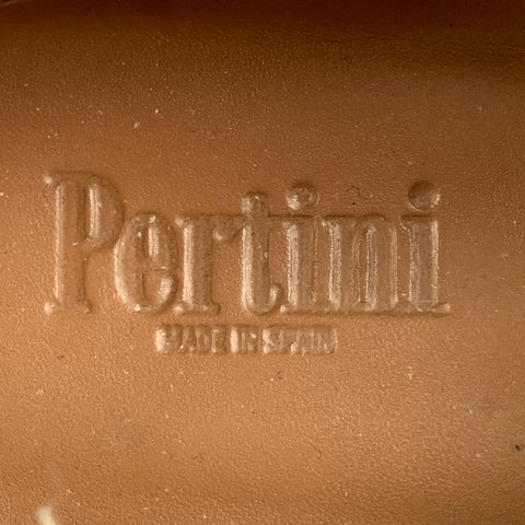 PERTINI Size 7 Silver Gold Perforated Patent Leather Wingtip Shoes