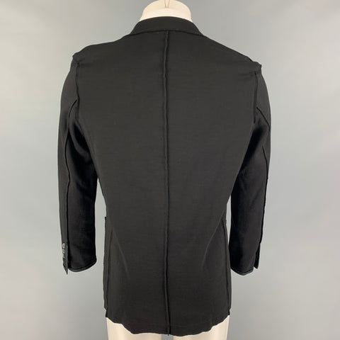 LANVIN Size 36 Black Cotton Wool Notch Lapel Sport Coat
