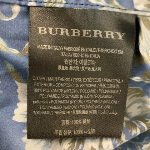 BURBERRY Size M Blue Floral Nylon Windbreaker Jacket