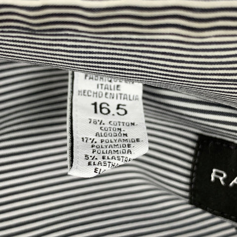 RALPH LAUREN Black Label Size L Black White Stripe Cotton Polyamide Long Sleeve Shirt