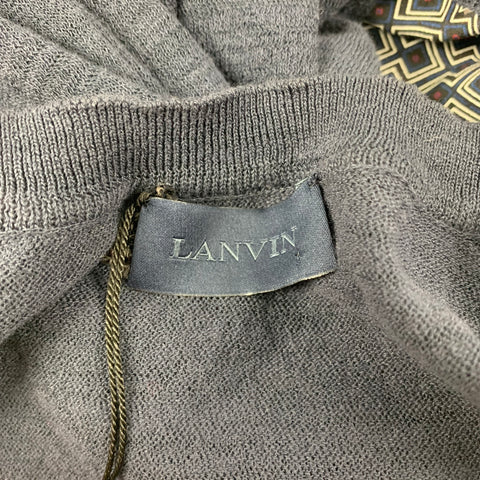 LANVIN Jersey con cuello en V de nailon y algodón rojo marino talla XL