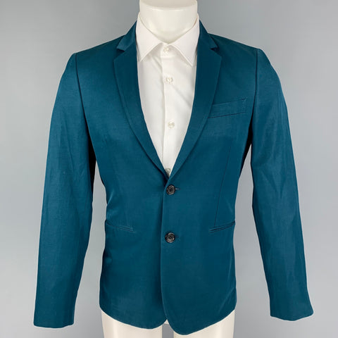 PS by PAUL SMITH Size 36 Teal Cotton Linen Notch Lapel Sport Coat