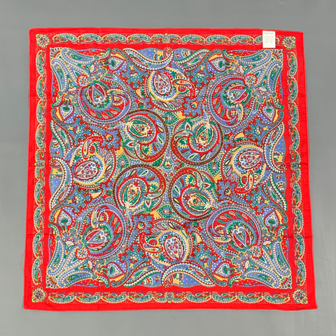 VINTAGE Red Green Paisley Pocket Square