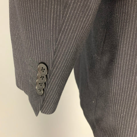 THEORY Size 40 Black Grey Pinstripe Wool Lycra Single breasted 34 Suit