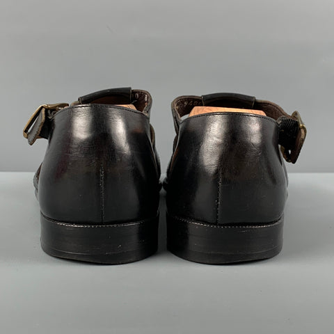 BRAGANO Size 8 Black Leather Sandals