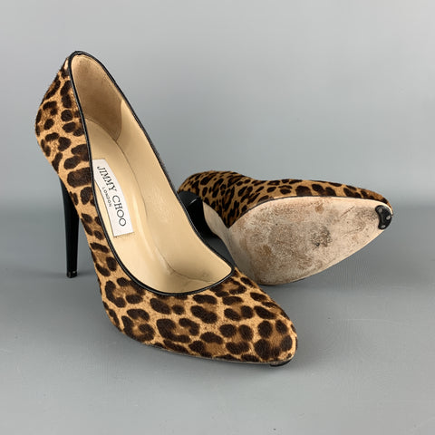 JIMMY CHOO Size 7.5 Brown Leopard Print Calf hair VICTORIA Pumps