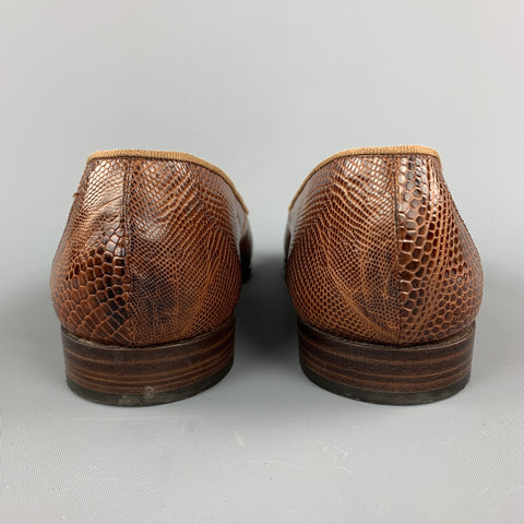 RALPH LAUREN Size 8.5 D  Brown Textured Bow Slip On Loafers