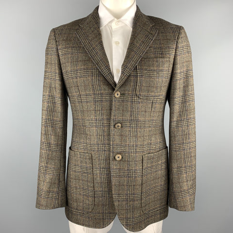 JOSEPH ABBOUD Size 40 Brown Textured Cashmere Notch Lapel Sport Coat