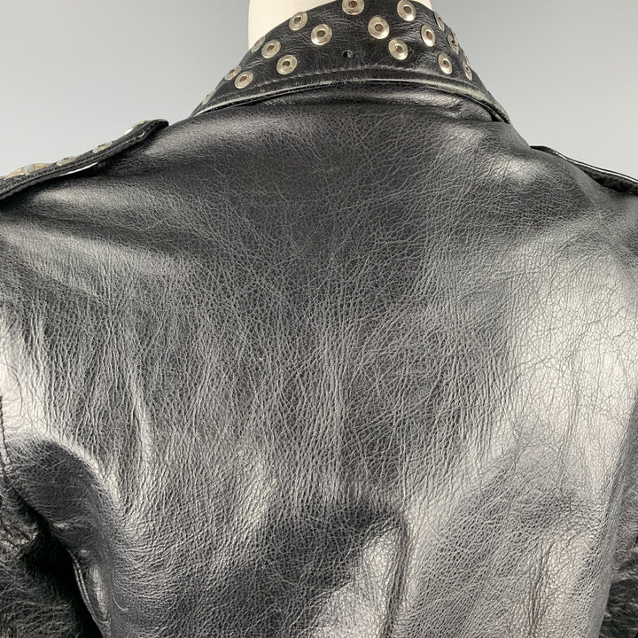 SCHOTT Chaqueta motera de cuero con tachuelas, edición limitada, talla S, color negro