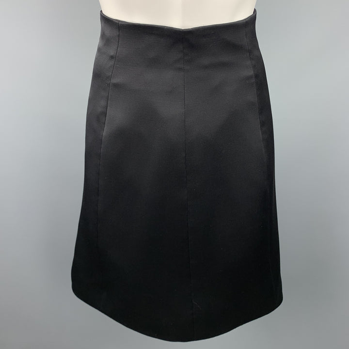RALPH LAUREN Size 4 Black Silk Wool A-Line Skirt