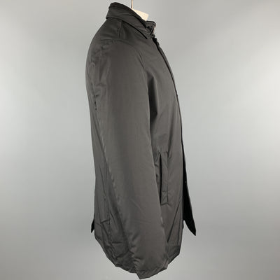 EREDI PISANO Size M Black Solid Polyester Zip & Buttons Jacket