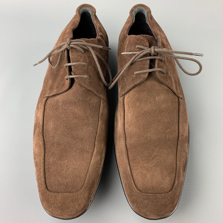 PAUL SMITH Size 10 Brown Suede Square Toe Lace Up Shoes