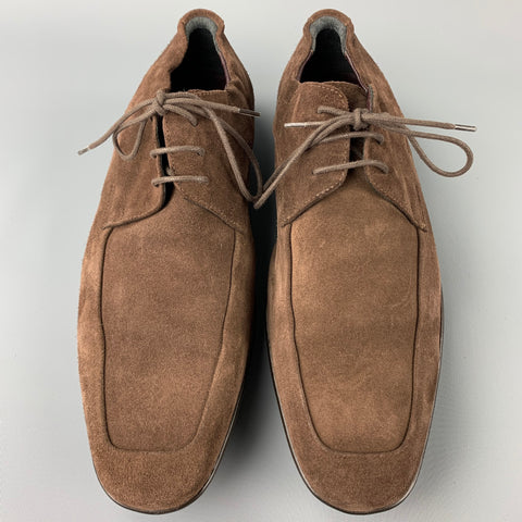 PAUL SMITH Taille 10 Chaussures à lacets en daim marron à bout carré