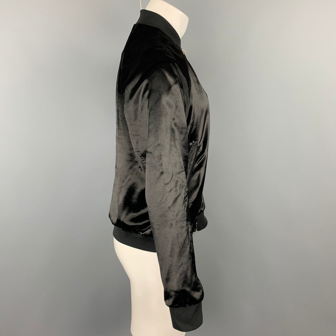 PAUL SMITH Taille M Veste Bomber Zippée En Velours Noir