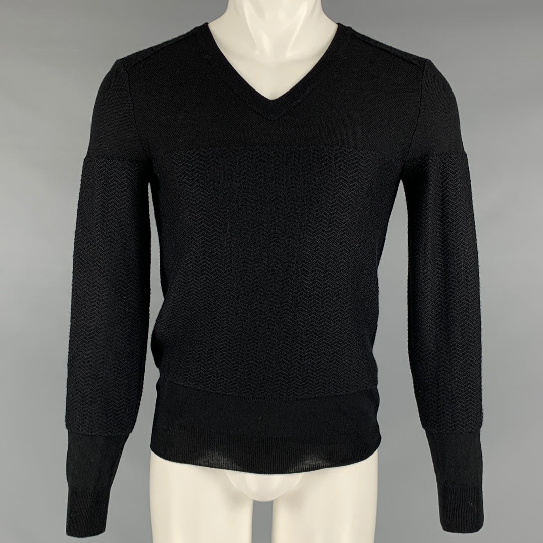 DIOR HOMME Size XS Black Knit Virgin Wool V-Neck Pullover