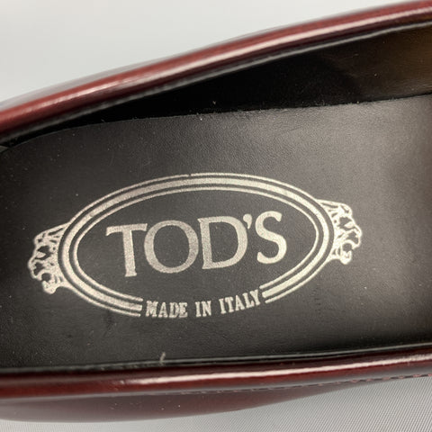 TOD'S Size 8.5 Burgundy Leather Tassels Loafers