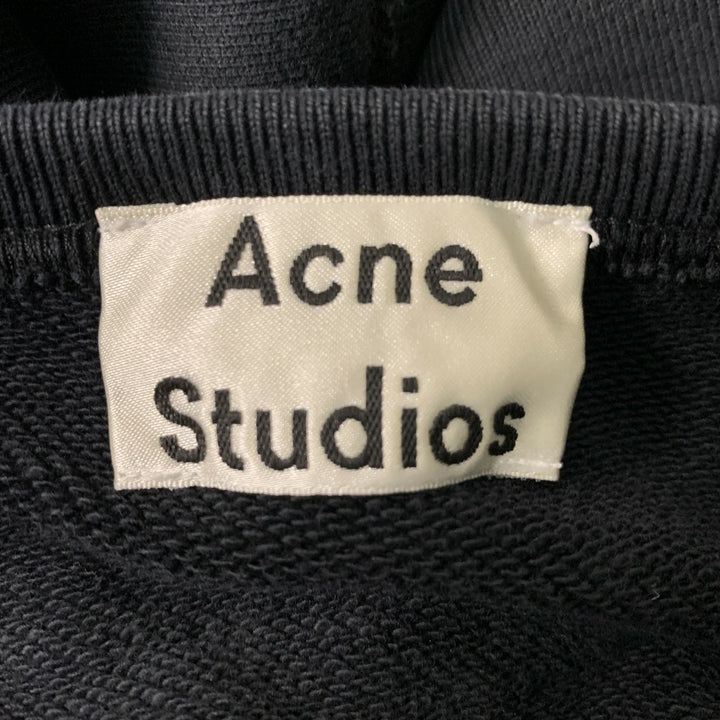 ACNE STUDIOS Size L Black Solid Cotton Crew-Neck Sweatshirt