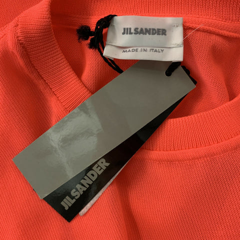 JIL SANDER Size S Orange Mesh Polyester Crew-Neck T-shirt