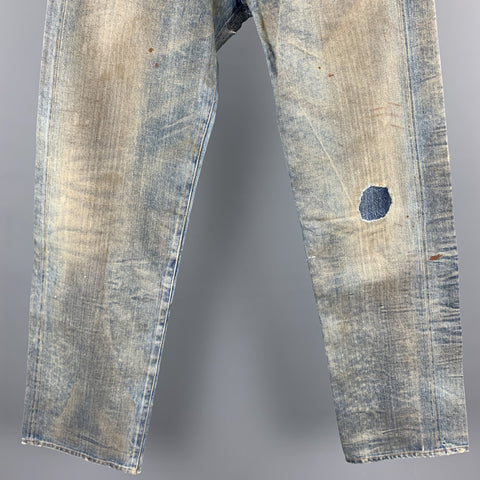 LEVI'S Size XS Blue Distressed Washed Selvedge Denim Patchwork Jeans