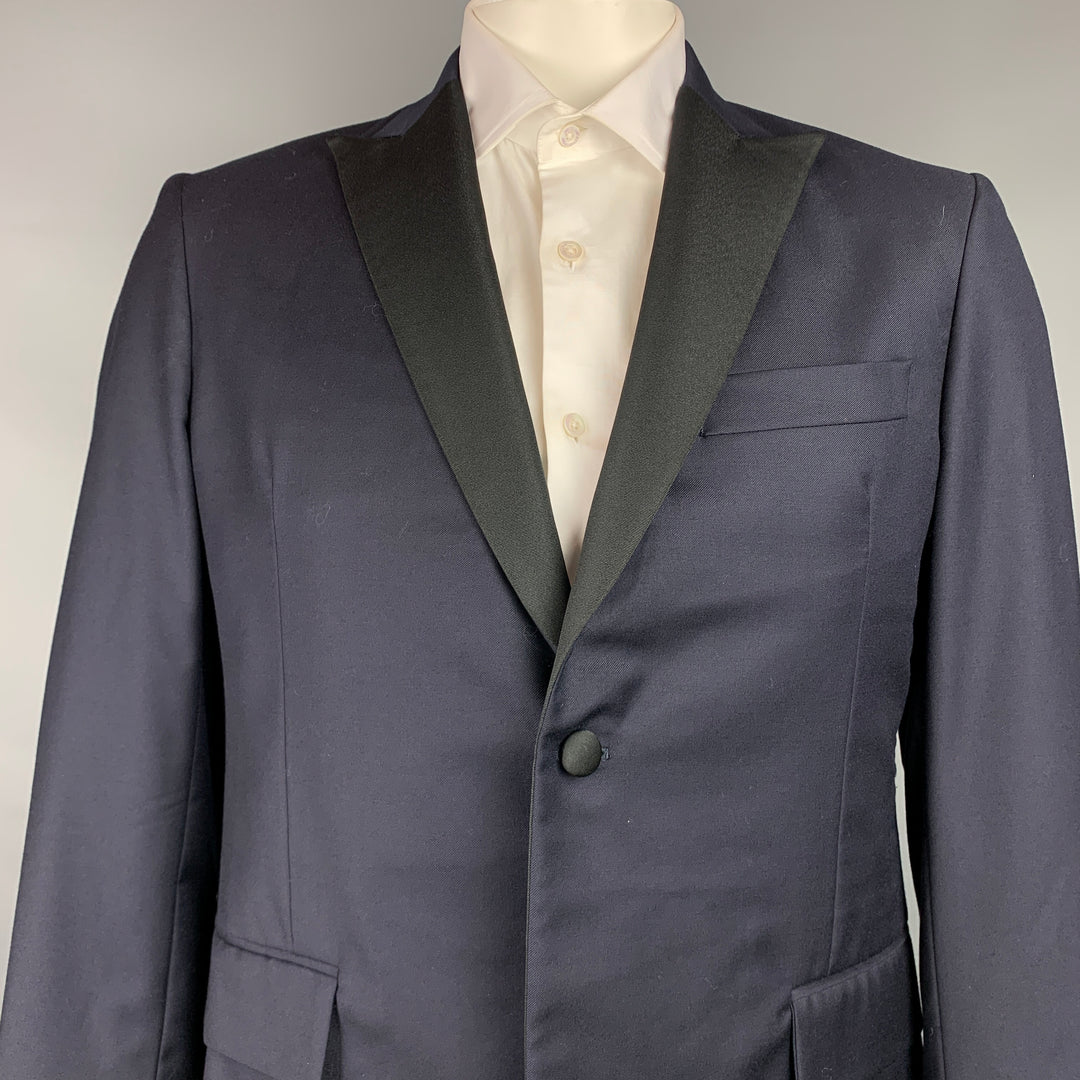 TODD ​​SNYDER Taille 42 Manteau de sport à revers en laine bleu marine et noir régulier