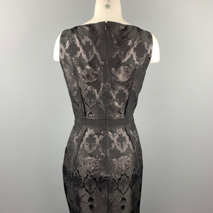 GIAMBATTISTA VALLI Size 8 Black Brocade Metallic Acetate Blend Cocktail Dress