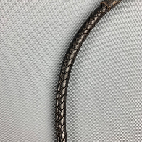 Collier ras du cou en cuir tissé marron VINTAGE