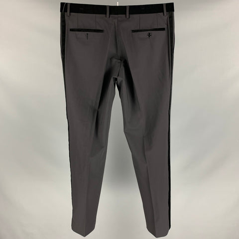 DOLCE & GABBANA Size 34 Black Wool Blend Tuxedo Dress Pants