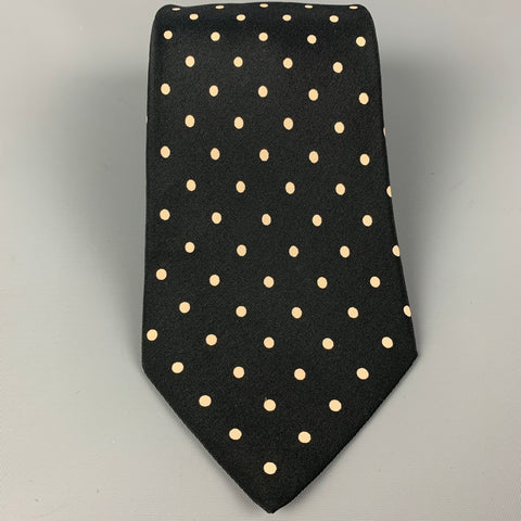 BERGDORF GOODMAN Black White Polka Dot Silk Tie