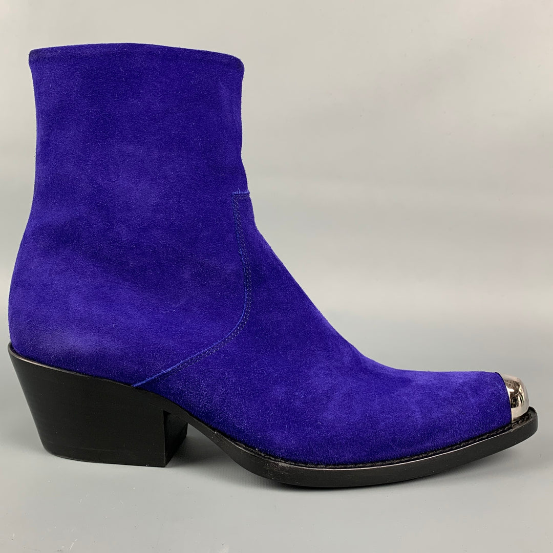 CALVIN KLEIN 205W39NYC Size 6.5 Purple Leather Ankle Boots