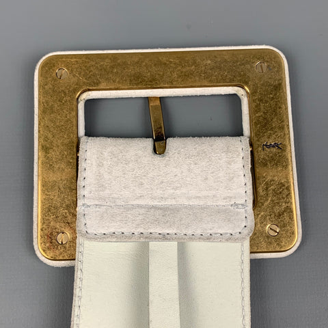 YVES SAINT LAURENT Size 32 Off White Suede Belt