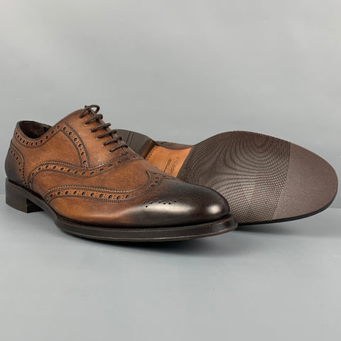 DSQUARED2 Size 11 Brown Antique Leather Wingtip Lace Up Shoes