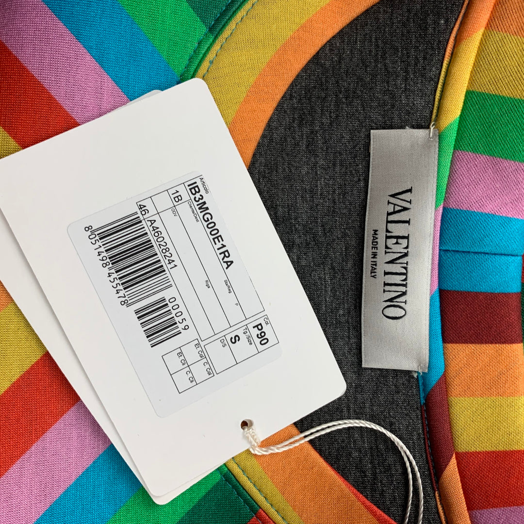 VALENTINO Size S Multi-Color Chevron Print Cotton Oversized Boxy Pullover