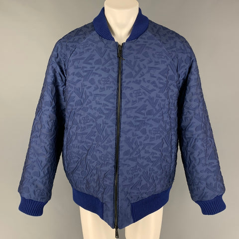 FENDI FW Capsule 2022 Size 40 Blue 3D Fragment Wool Reversible Bomber Jacket